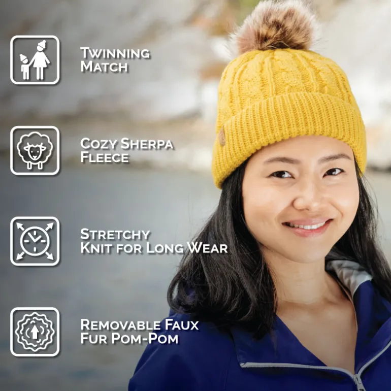 Adult Cable Knit Beanies | Mustard