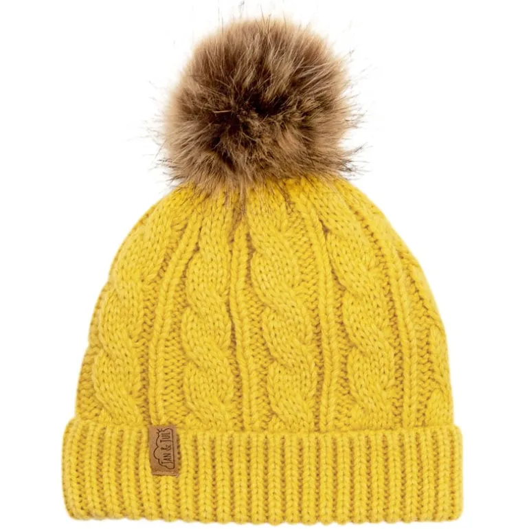 Adult Cable Knit Beanies | Mustard