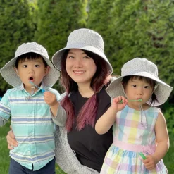 Adult Cotton Bucket Hats | Grey Herringbone