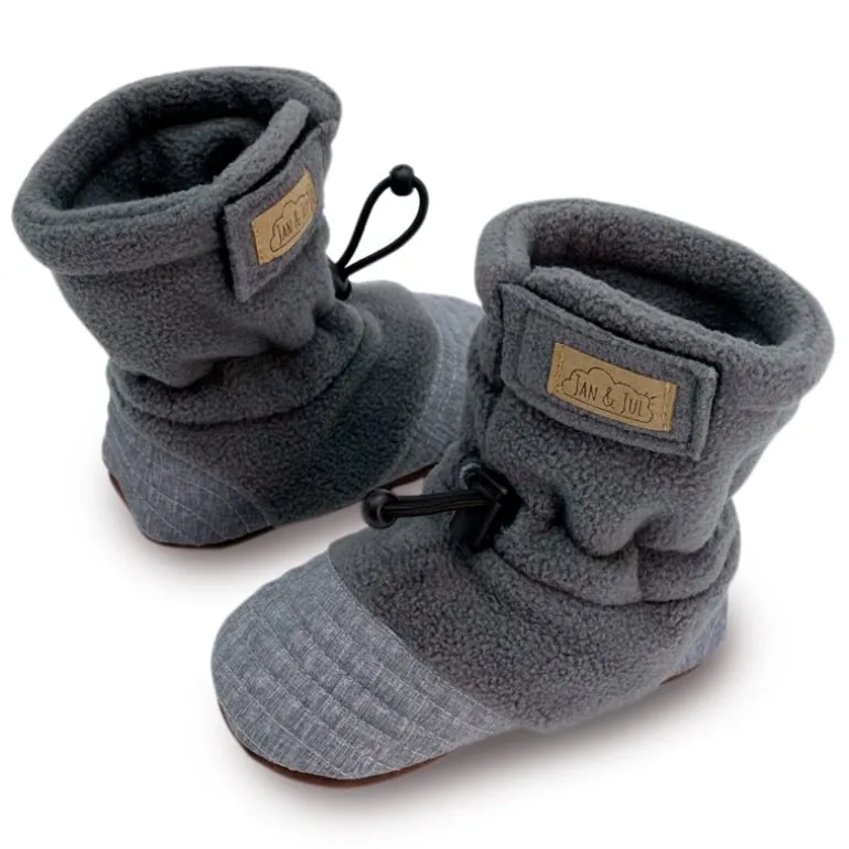 Baby Stay-Put Cozy Booties | Heather Grey
