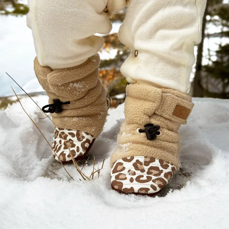 Baby Stay-Put Cozy Booties | Leopard