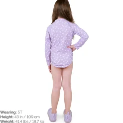 Girls One Piece UV Swimsuit | Purple Daisy