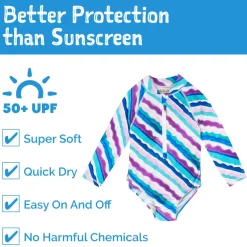 Girls One Piece UV Swimsuit | Summer Stripes