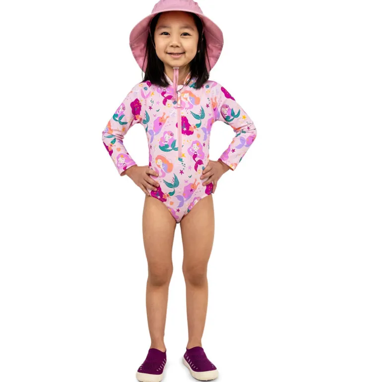 Girls One Piece UV Swimsuit | Pink Mermaid