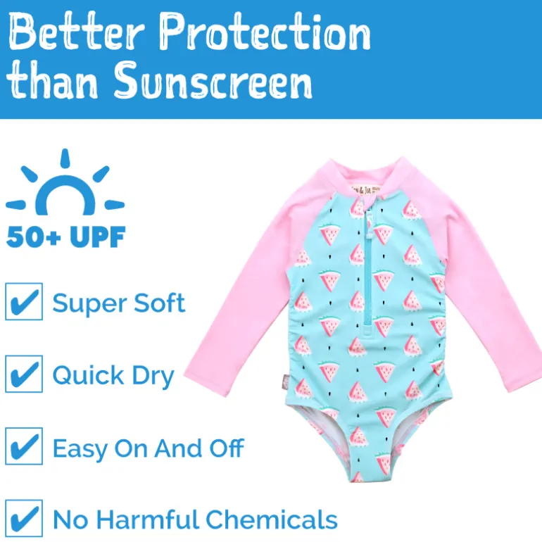 Girls One Piece UV Swimsuit | Watermelon