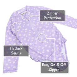 Girls One Piece UV Swimsuit | Purple Daisy