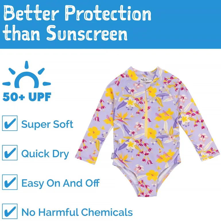 Girls One Piece UV Swimsuit | Tropical Bloom