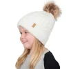 Kids Cable Knit Beanies | Cream