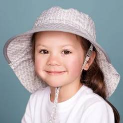 Kids Cotton Adventure Hats | Grey Herringbone