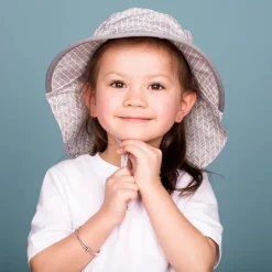 Kids Cotton Adventure Hats | Grey Herringbone