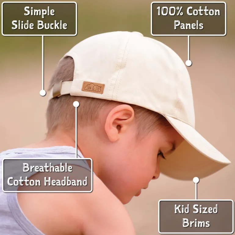 Kids Cotton Baseball Caps | Beige