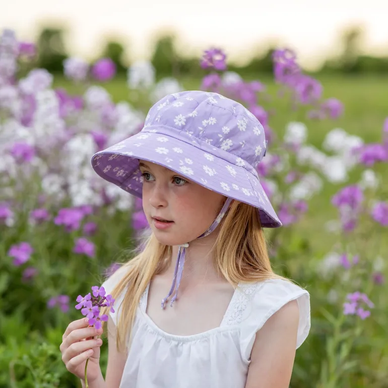 Kids Cotton Bucket Hats | Purple Daisy