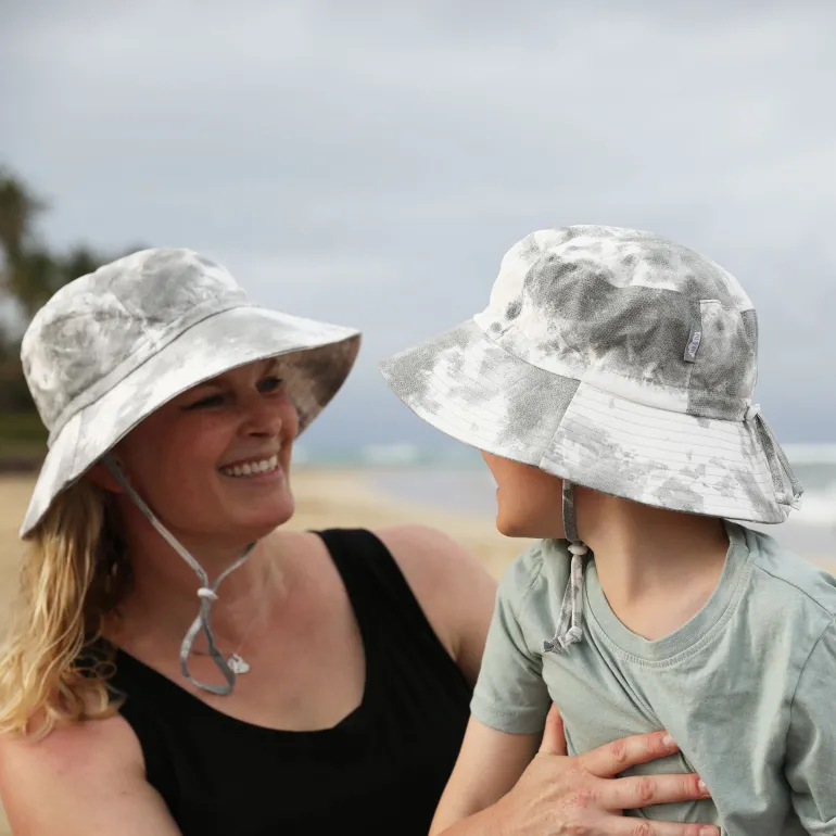Kids Cotton Bucket Hats | Black Tie-Dye