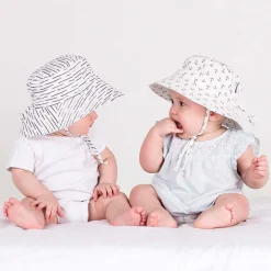Kids Cotton Bucket Hats | White Waves