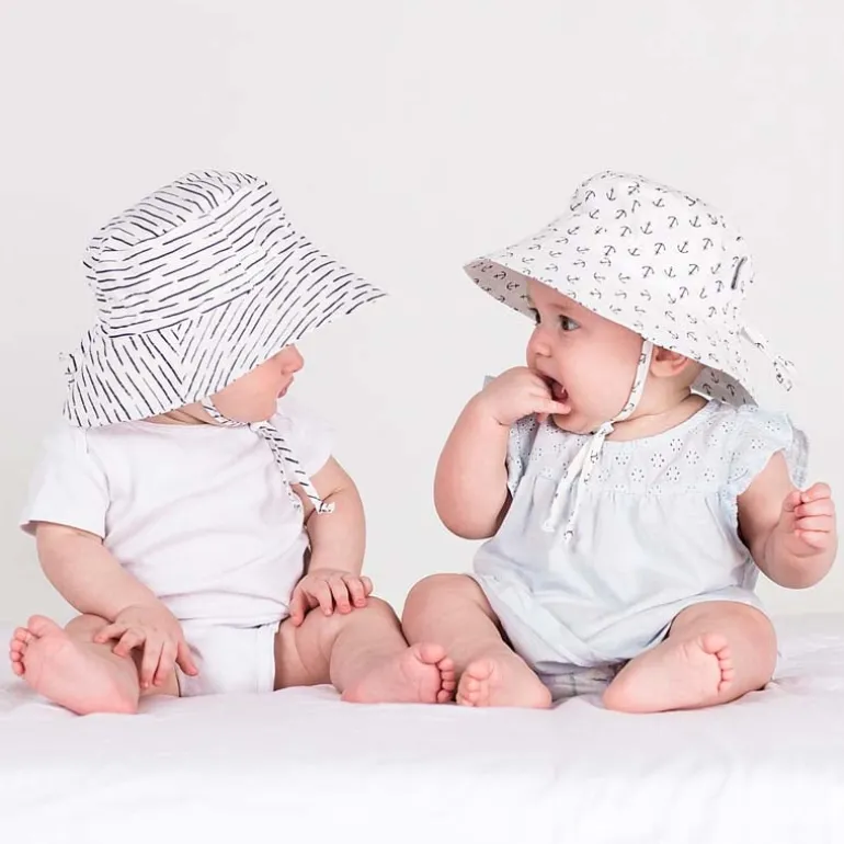 Kids Cotton Bucket Hats | White Waves