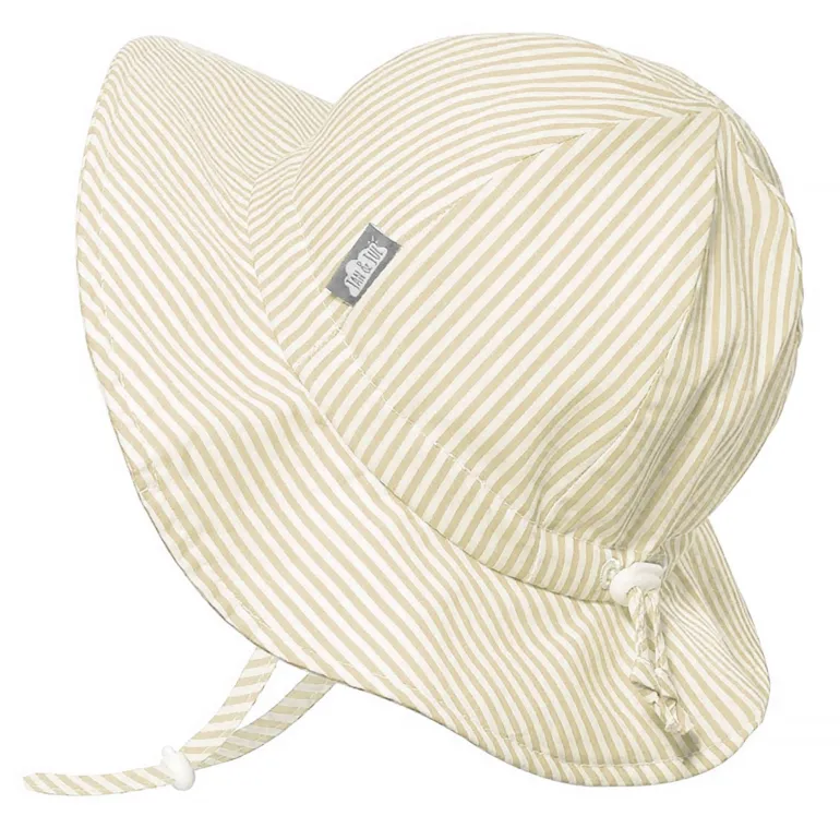 Kids Cotton Floppy Hats | Beige Stripes