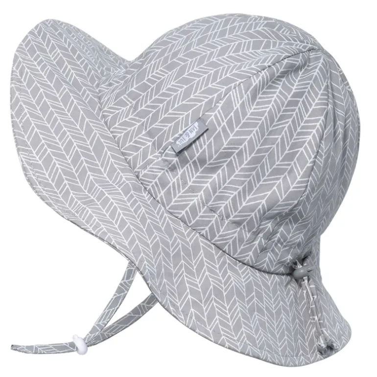 Kids Cotton Floppy Hats | Grey Herringbone