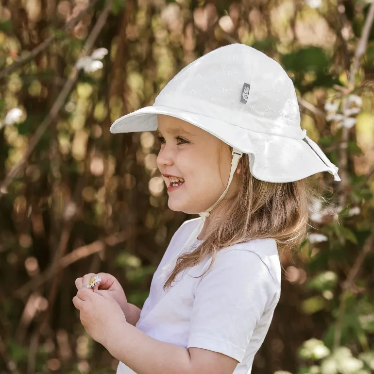Kids Cotton Floppy Hats | White Eyelet