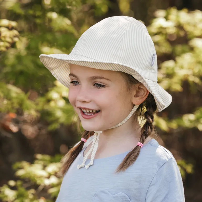 Kids Cotton Floppy Hats | Beige Stripes