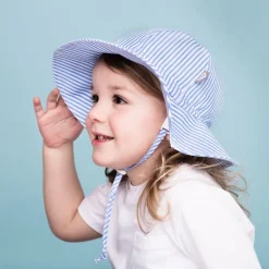 Kids Cotton Floppy Hats | Blue Stripes