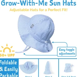 Kids Cotton Floppy Hats | Blue Stripes