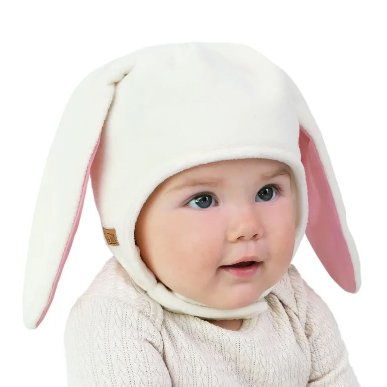 Kids Fleece Animal Hats | Cream Bunny