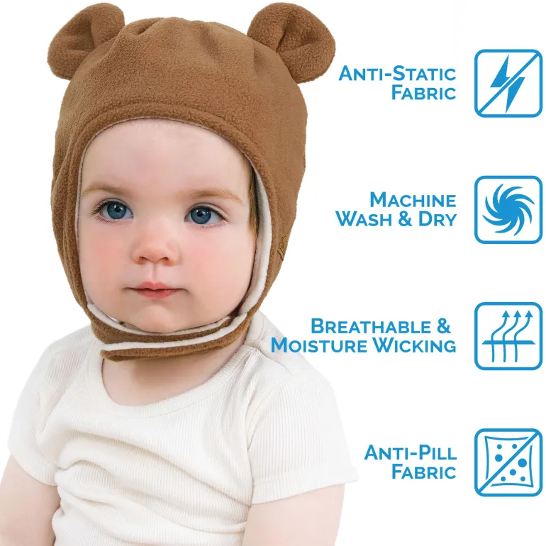 Kids Fleece Animal Hats | Brown Bear
