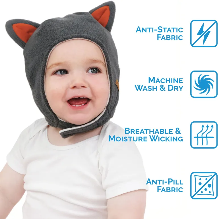 Kids Fleece Animal Hats | Grey Fox