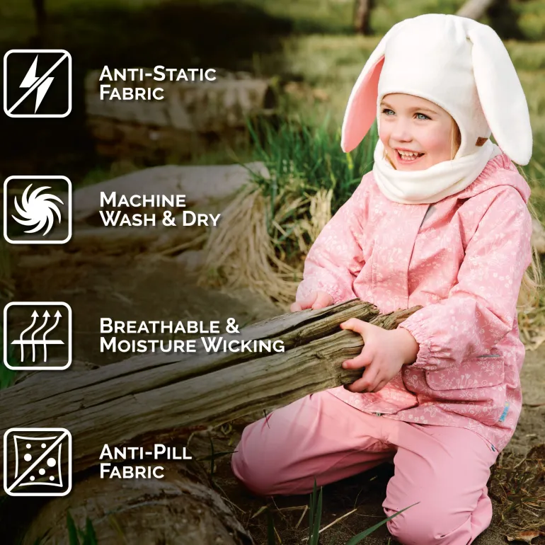 Kids Fleece Animal Hats | Cream Bunny