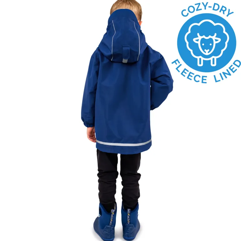 Kids Fleece Lined Rain Jackets | Nebula Blue