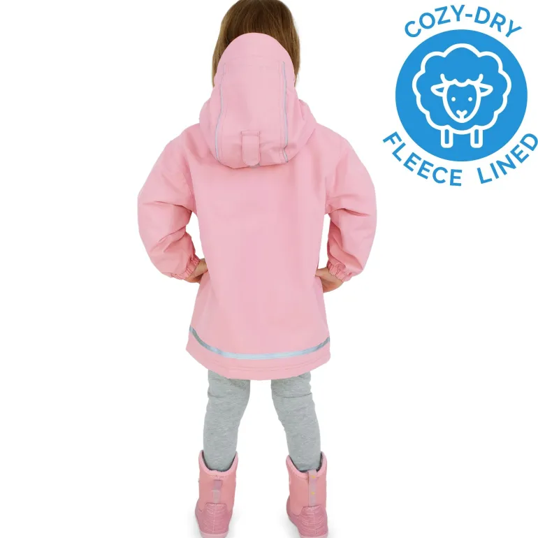 Kids Fleece Lined Rain Jackets | Dusty Pink