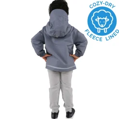 Kids Fleece Lined Rain Jackets | Heather Grey