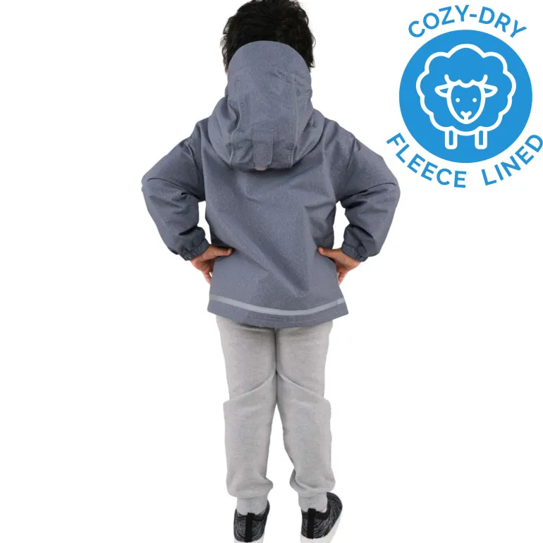 Kids Fleece Lined Rain Jackets | Heather Grey