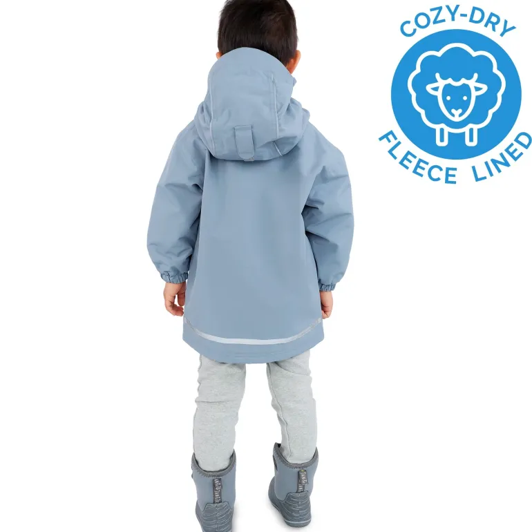 Kids Fleece Lined Rain Jackets | Dusty Blue