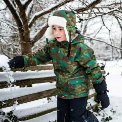 Kids Fleece Lined Rain Jackets | Woodland Camo