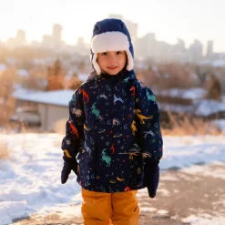 Kids Fleece Lined Rain Jackets | Space Dinos