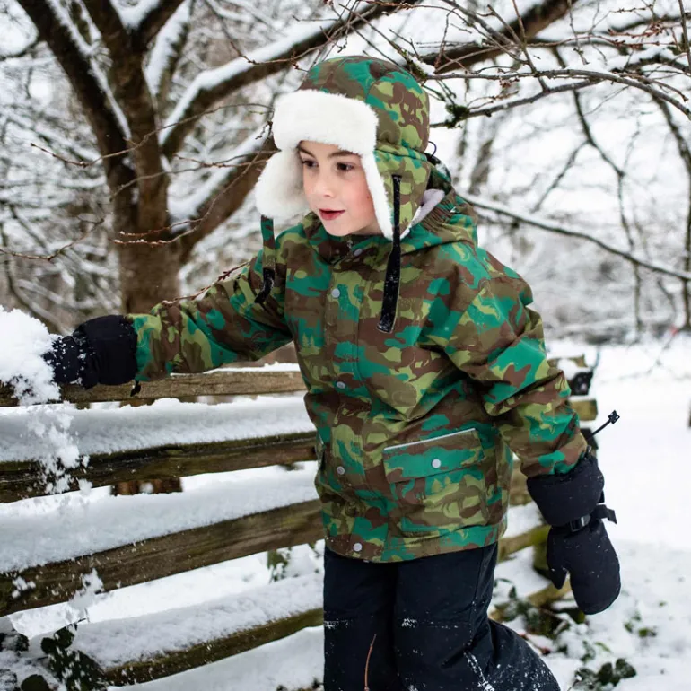 Kids Fleece Lined Rain Jackets | Woodland Camo