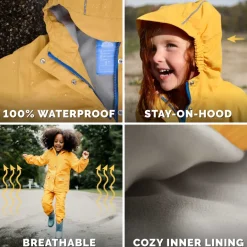 Kids Fleece Lined Rain Jackets | Nebula Blue