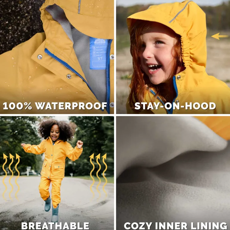 Kids Fleece Lined Rain Jackets | Nebula Blue