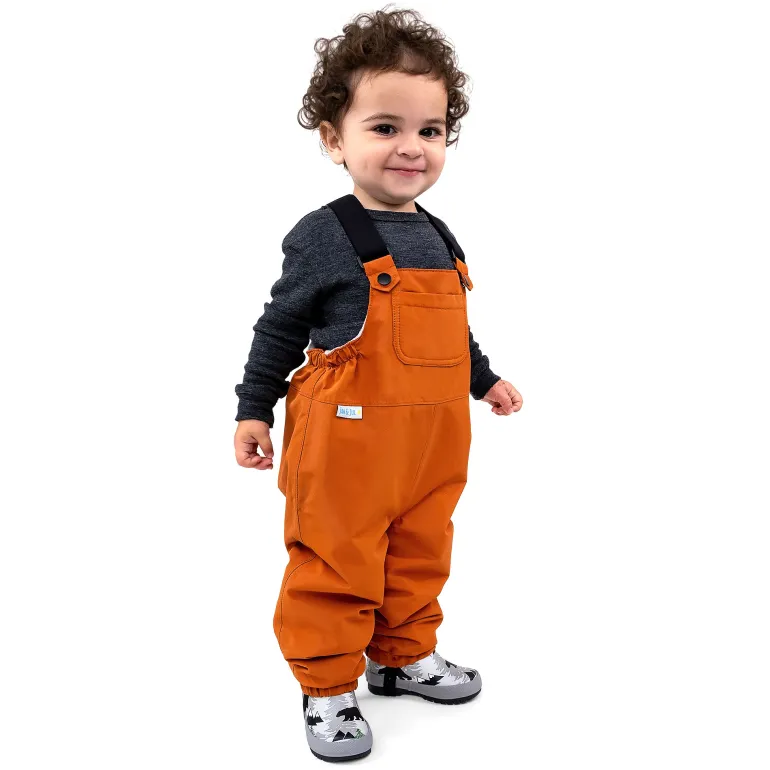 Kids Fleece Lined Rain Overalls | Terracotta