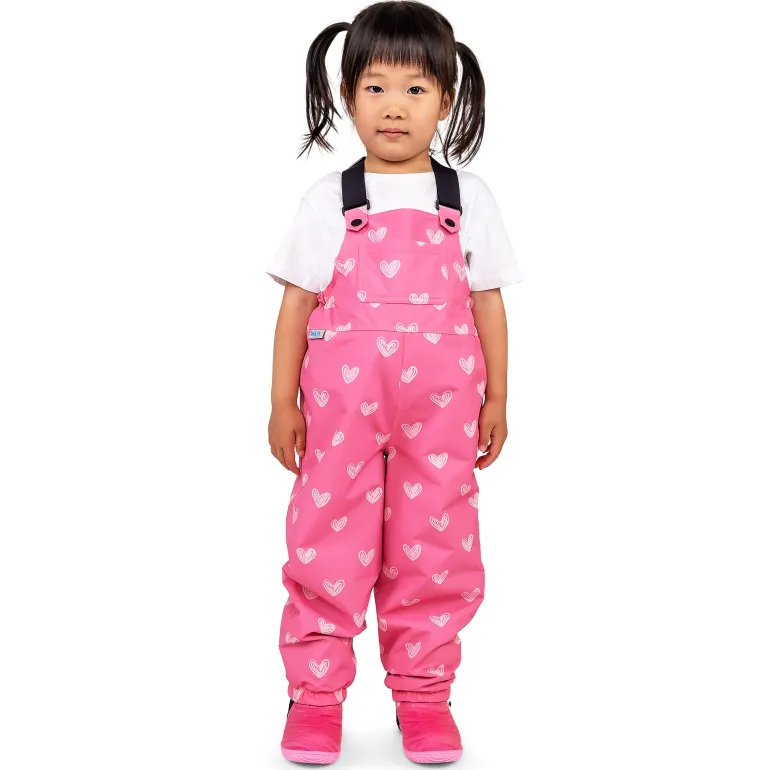 Kids Fleece Lined Rain Overalls | Hearts