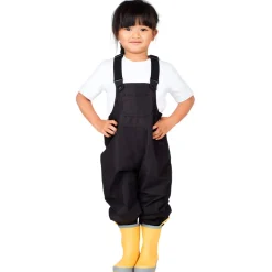 Kids Fleece Lined Rain Overalls | Black