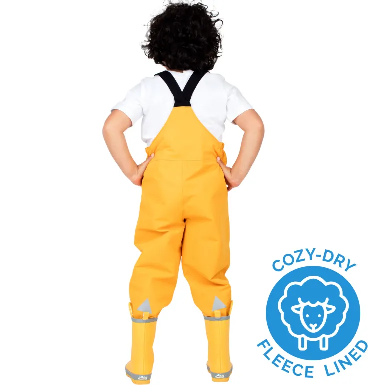 Kids Fleece Lined Rain Overalls | Yellow