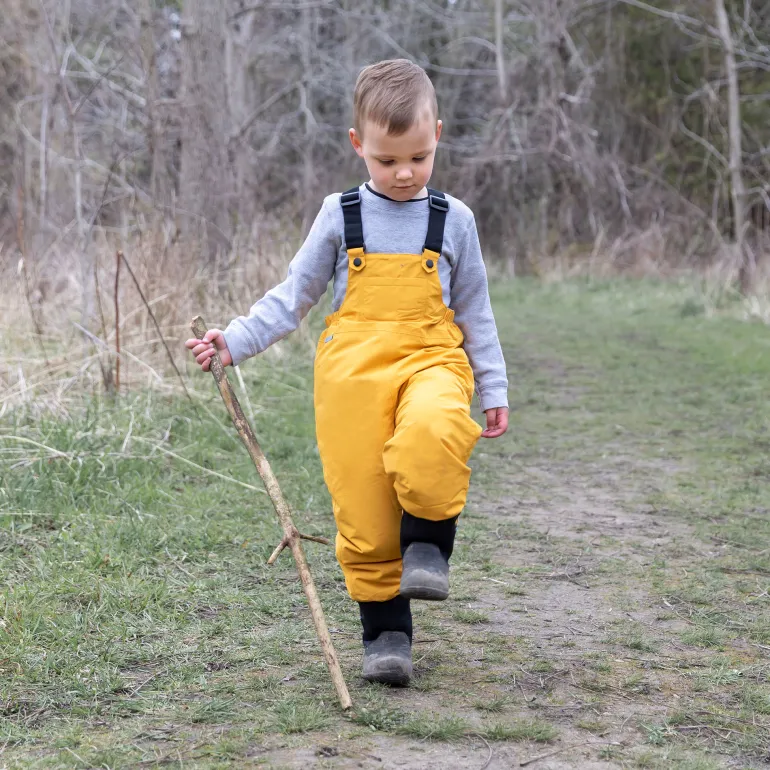 Kids Fleece Lined Rain Overalls | Yellow