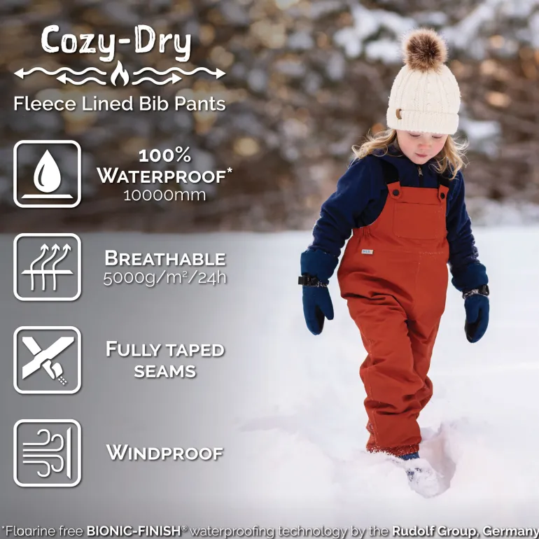 Kids Fleece Lined Rain Overalls | Hearts