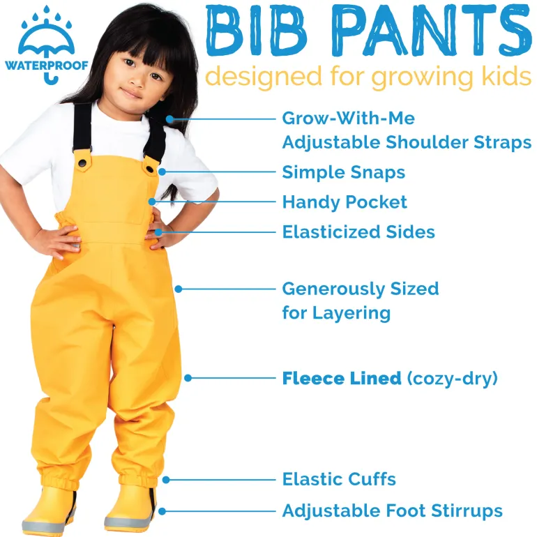 Kids Fleece Lined Rain Overalls | Jungle Nights