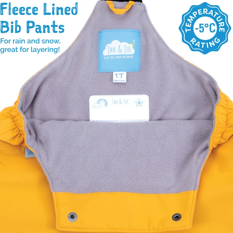 Kids Fleece Lined Rain Overalls | Yellow