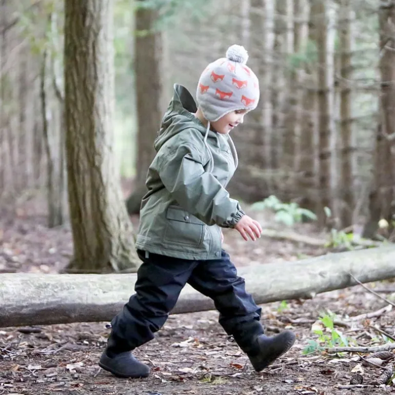 Kids Fleece Lined Rain Pants | Black