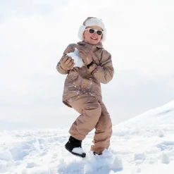 Kids Fleece Lined Rain Pants | Soft Brown