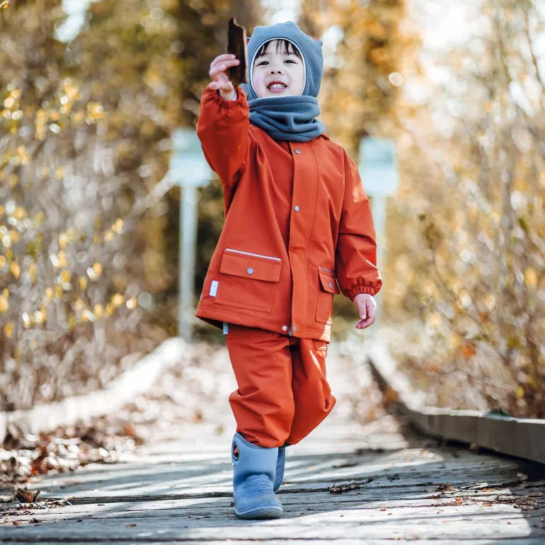 Kids Fleece Lined Rain Pants | Terracotta